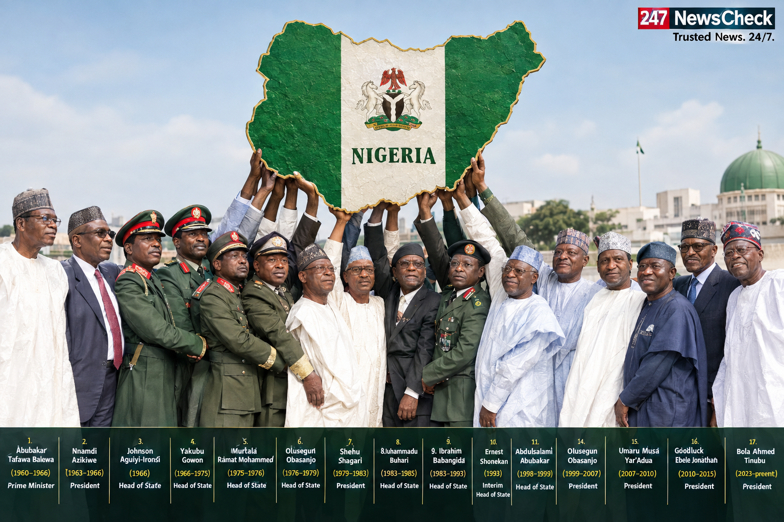 Nigeria’s Leaders Since Independence: A Journey Through 66 Years of National Leadership